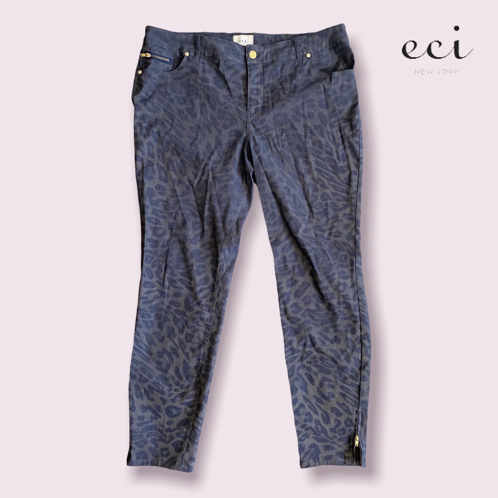 Eci New York Leopard Print Stretch Jeans